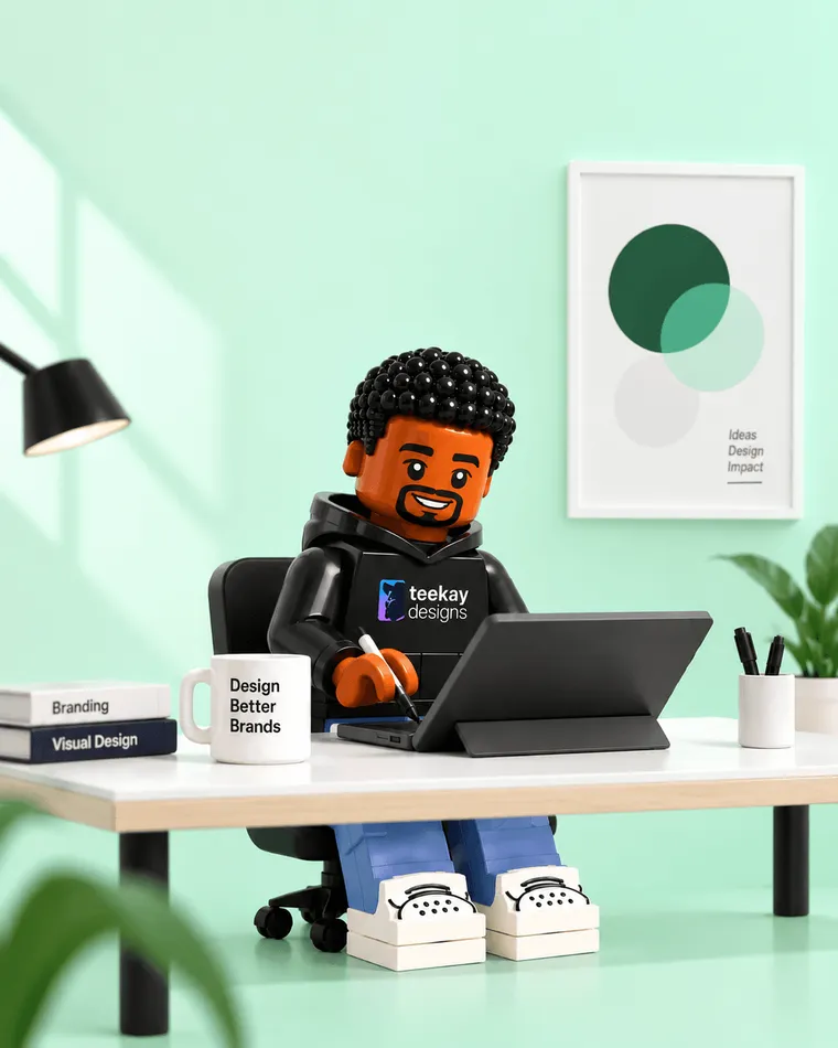 LEGO Teekay sketching a brand on a tablet