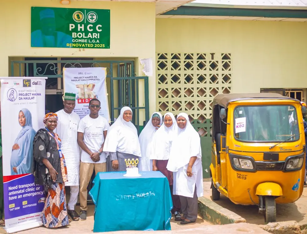 Project Hauwa da Haulat team celebrating 1,000 rides at PHCC Bolari, Gombe