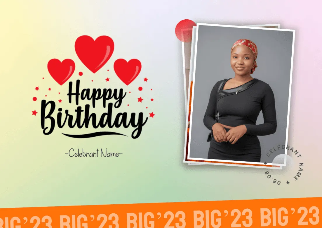 Birthday website with a Happy Birthday heading and a framed photo