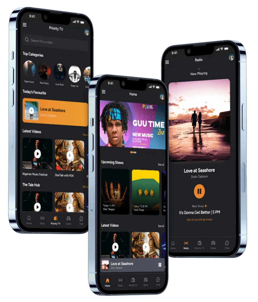 The app in dark mode