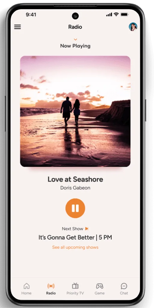 After: the redesigned radio player