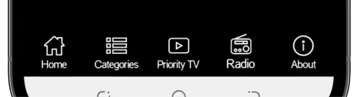 Before: the old navigation bar with Home, Categories, Priority TV, Radio and About