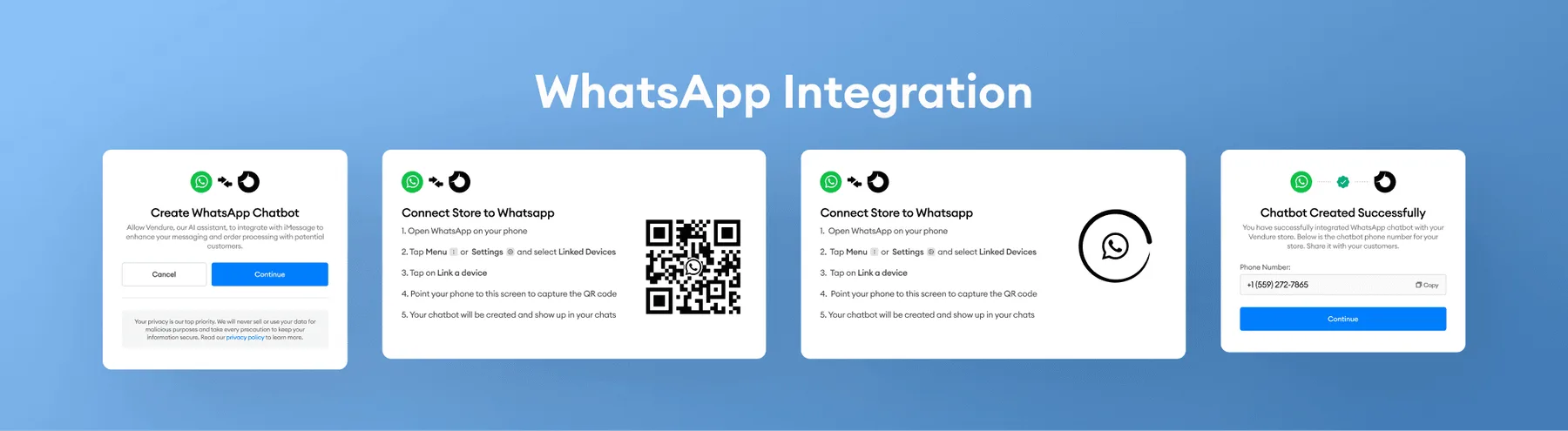 The WhatsApp integration steps